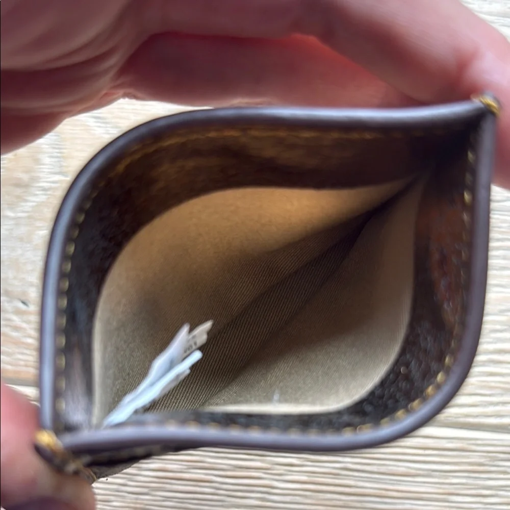 J. Crew Bronze and Silver Credit Card Holder Distressed Leather